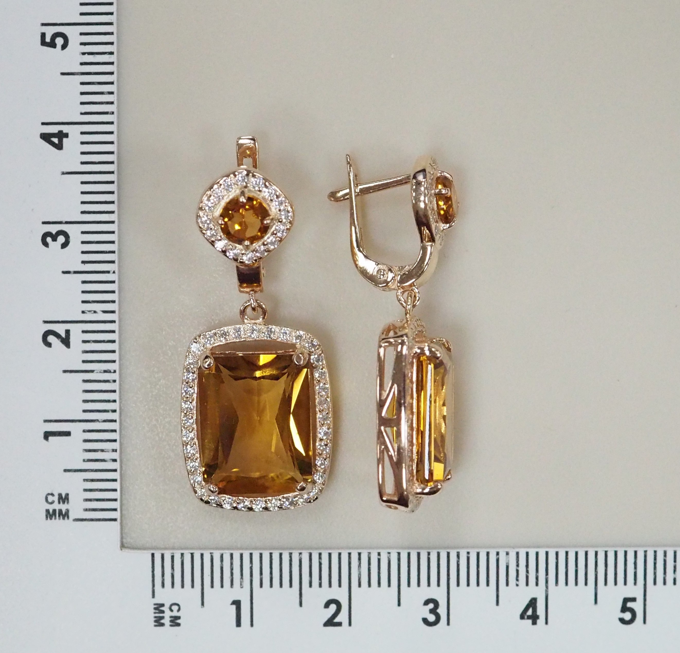 Серебряные серьги с цитринами